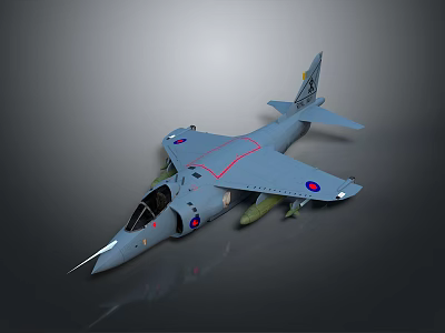 Light Blue Military Aircraft Model With Sleek Design And Detailed Wing Emblems 3d model