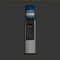 Modern Water Dispenser With Blue Bottle Black Silver Body And Hot Cold Functions