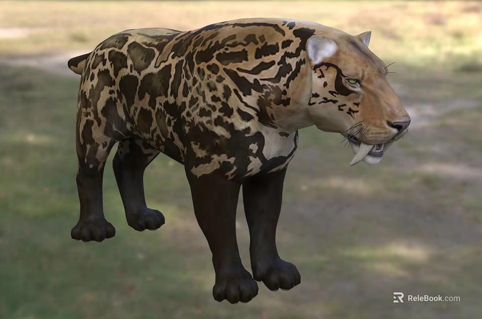 Realistic Prehistoric Reptile With Spotted Skin Sharp Teeth And Standing Posture In Natural Outdoor Environment 3d model 