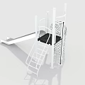 Fun Children's Play Area With Slide Climbing Net And Safe Play Structure