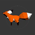 Low Poly Fox Design With Orange White Geometric Body And Digital Art Style