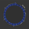 Round Trampoline Furniture With Blue Frame Safety Net And Metal Support Poles