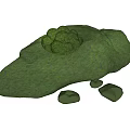 Lush Green Moss Covered Rocks With Small Stones In Natural Setting