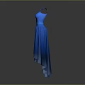 Blue High Waist Evening Dress With Asymmetrical Hem And Flowy Fabric