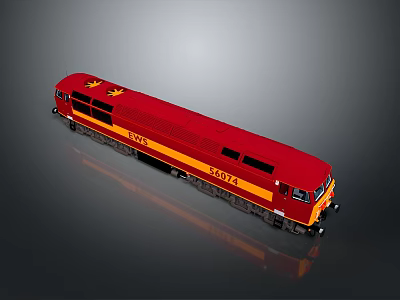 Southern Red Train Model With Yellow Stripes And 10071 Number Design 3d model