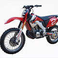 Red Off Road Motorcycle With Number 2 And Black Seat Large Tires