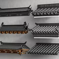 Traditional Chinese Architectural Roof Components Showcasing Diverse Tile And Eave Designs