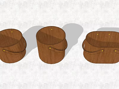 Three Brown Fabric Storage Baskets With Handles For Household Organization 3d model