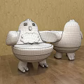 Adorable Bird Shaped Children's Chair with Blue Armrests White Seat and Cute Face