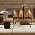Modern Beauty Salon Interior With Wooden Tables Chairs Soft Lighting Stone Lantern And Pebble Decor