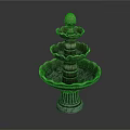 Classical Multi Tiered Fountain With Verdigris Finish Pedestal Base And Ornamental Tiered Basins