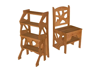 Wooden Leisure Chair With Unique Backrest Design And Sturdy Wooden Structure 3d model