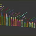 Assorted Caliber Bullets Arranged By Size As Weapon Ammunition