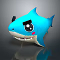 Cartoon Blue Shark Game Movie Character With Big Eyes And 3D Model Design