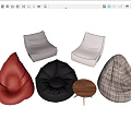 Modern Bean Bag Chairs in Multiple Colors and Styles with Small Wooden Table