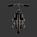 Vintage Motorcycle With Metallic Body Red Seat Large Wheels And Mechanical Details