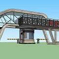 Modern Entrance Gate Design With Curved Glass Roof Concrete Supports And Security Booth