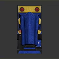 Blue And Yellow Gaming Computer Chair With Control Panel And Joystick