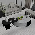 Elegant Modern Coffee Table With Marble Top Gold Frame And Decorative Items 3d model