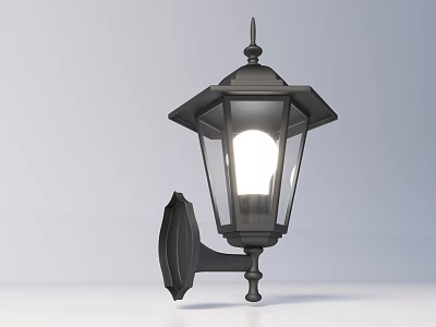 Black Outdoor Wall Mounted Light With Glass Shade For Exterior Lighting 3d model