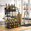 Elegant Modern Bathroom Cabinet Rack With Multiple Storage Shelves And Toiletries In Bright Space