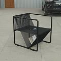 Modern Outdoor Leisure Chairs with Metal Frame and Mesh Design in Black and White