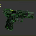 Modern Black Tactical Pistol With Textured Grip Magazine And Muzzle Device 3d model