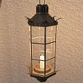 Vintage Wall Lamp With Rustic Metal Bracket Glass Shade On Brick Corner