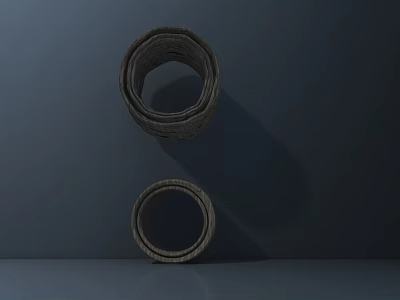 Two Decorative Woven Gray Circular Rings On Dark Indoor Background 3d model