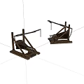Ancient Wooden Siege Engines Replica Models With Traditional Structure Design 3d model