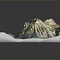 Realistic Mountain Terrain Model with Green Vegetation Blue Lake and Winding Paths