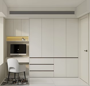 Handler-free Wardrobe Desk Integrated 3d model