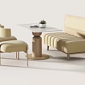 Modern Beige Public Chair With Comfortable Cushion And Wooden Frame Near Table In Lounge Area