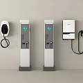 Public Electric Vehicle Charging Facilities With Vertical Stations And Wall Mounted Ports