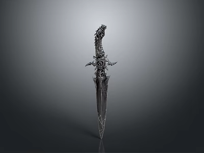 Decorative Medieval Fantasy Sword with Intricate Carved Hilt and Ornate Blade Design 3d model