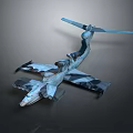 Camouflage Painted Aircraft 3D Model Display With Unique Wing And Tail Design