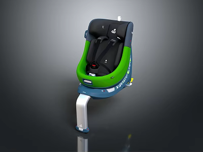 Green And Black Public Chair With Safety Harness And Metal Frame 3d model