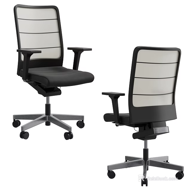 Modern Office Chair Featuring Mesh Back Black Seat Adjustable Armrests And Rolling Base 3d model