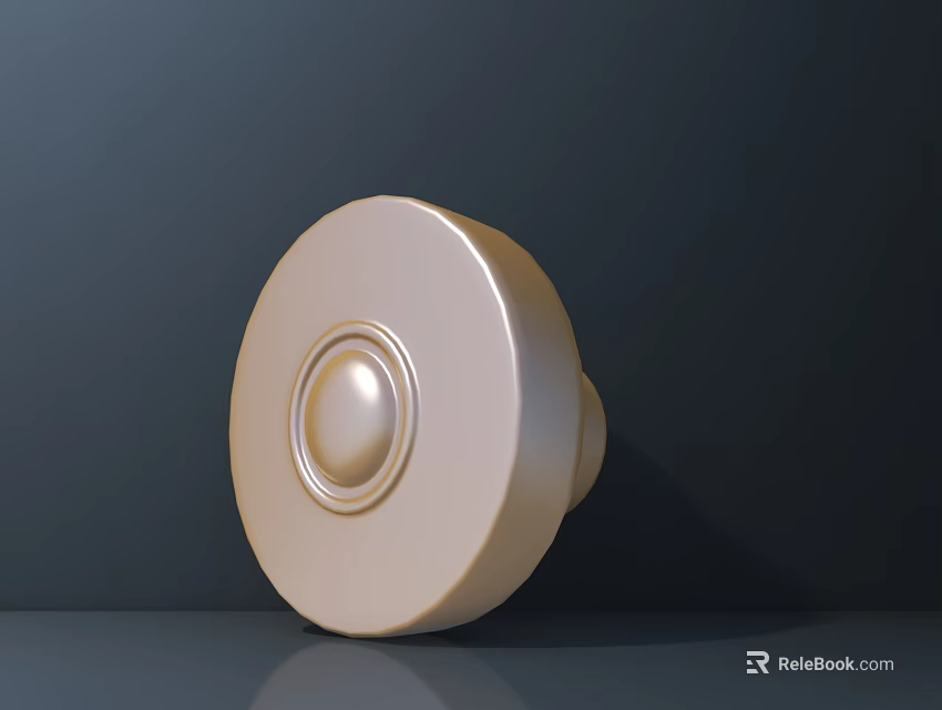 Golden Circular Object With Smooth Surface And Circular Raised Center On Dark Background With Reflection 3d model 