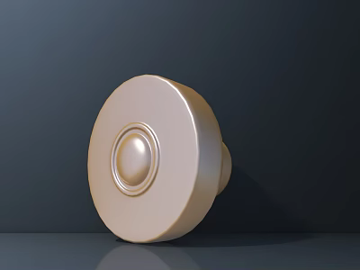 Golden Circular Object With Smooth Surface And Circular Raised Center On Dark Background With Reflection 3d model