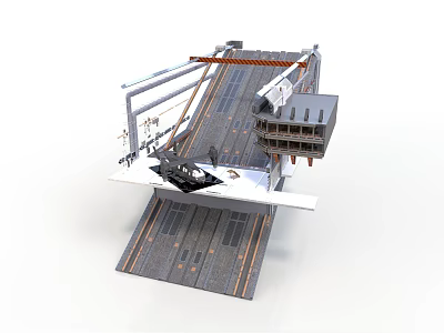 Space Launch Platform Featuring Rocket Launch Tower And Track Structure 3d model