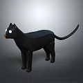 Black Cat Decorative Figurine With Low Poly Design And White Eyes