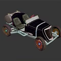 Classic Vintage Open Top Roadster Featuring Brown Seats Orange Wheels And Black Blue Body