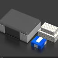 Rectangular Household Storage Boxes In Gray White Blue With Gold Patterned Designs 3d model