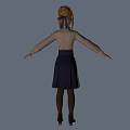 3D Anime Character Model With Blonde Hair Green Eyes White Shirt And Blue Bow Tie