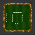 Fun Entertainment Table with Dominoes on Green Surface Yellow Edge and Blue Base