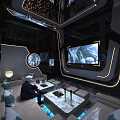 Futuristic KTV Lounge With Modern Sofas Ambient Lighting And High Tech Decor 3d model