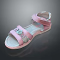 Kids Pink Sandals With Decorative Flowers Two Straps And Comfortable Soft Sole