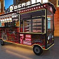 Commercial Fried Skewers Food Cart With Neon Lights And Display Window