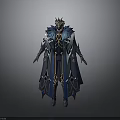 Fantasy Character In Blue Cloak With Mythical Bird Inspired Crown And Armor